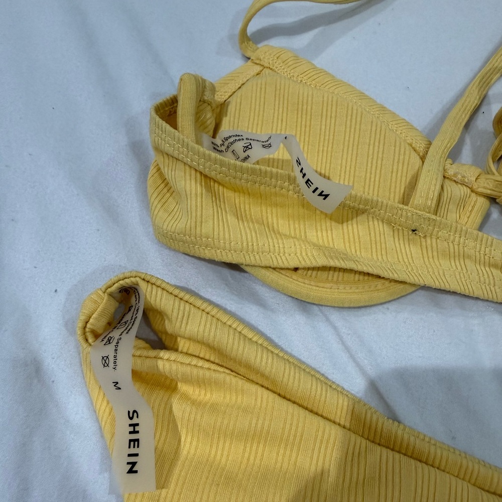SHEIN Mustard Ribbed Bikini Set - Picture 3 of 3